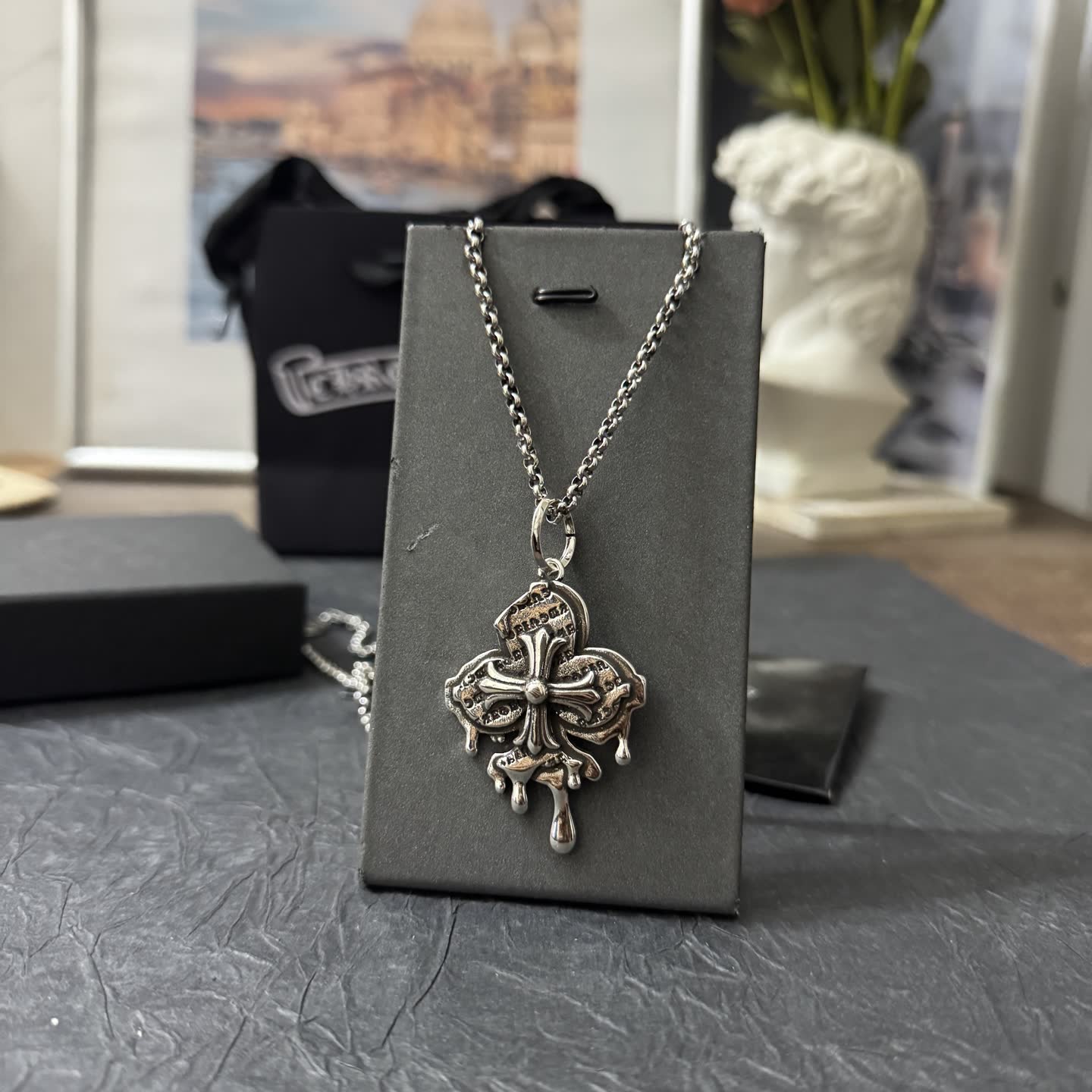 Chrome Hearts Silver Necklace with Symbolic Design